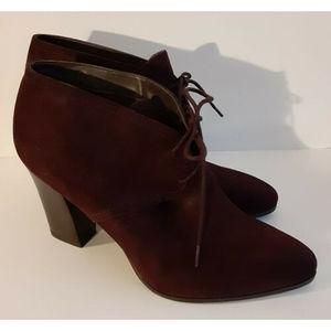 Franco Sarto Women's Burgundy Faux Suede Lace-Up Ankle Booties Size 11M